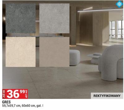Gres 59,7x59,7 cm, 60x60 cm, gat. I Merkury Market promocja w Merkury Market