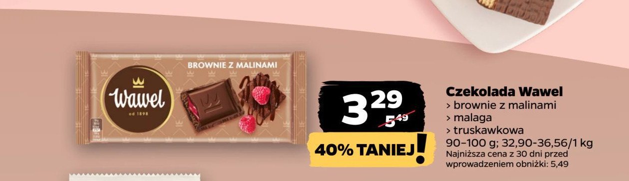 Czekolada brownie z malinami Wawel promocja