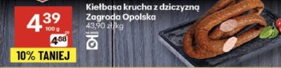 Kiełbasa krucha z dziczyzną Zagroda Opolska promocja w Delikatesy Centrum