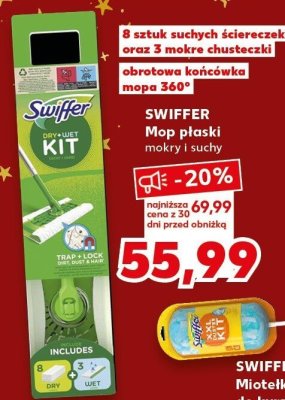 Mop płaski mokry i suchy KIT 8 sztuk suchych ściereczek oraz 3 mokre ściereczki, obrotowa końcówka mopa 360° promocja w Kaufland