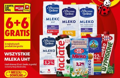 Mleko UHT 6+6 GRATIS promocja w Biedronka