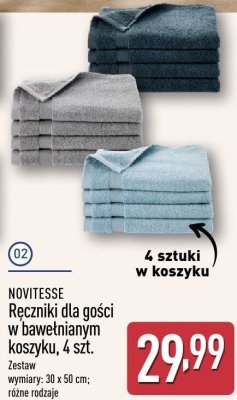 Ręczniki dla gości w bawełnianym koszyku, 4 szt. promocja w Aldi