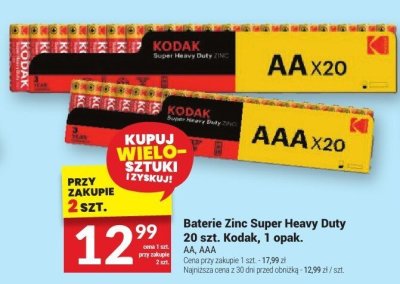 Baterie Zinc Super Heavy Duty 20 szt. Kodak, 1 opak. promocja w Twój Market