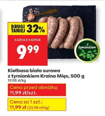 Kiełbasa biała surowa z tymiankiem Kraina Mięs, 500 g promocja w Biedronka