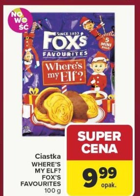 Ciastka WHERE'S MY ELF? FOX'S FAVOURITES promocja w Carrefour
