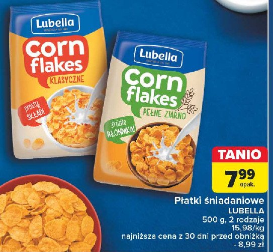 Płatki kukurydziane klasyczne Lubella corn flakes promocja