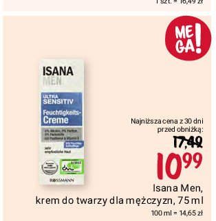 Krem nawilżąjacy Isana men classic promocja