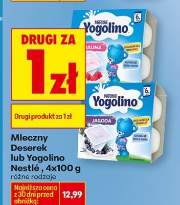 Deserek mleczny Nestlé Yogolino 4x100g różne rodzaje promocja w Biedronka