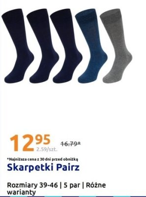 Skarpetki Pairz Rozmiary 39-46 | 5 par | Różne warianty promocja w Action