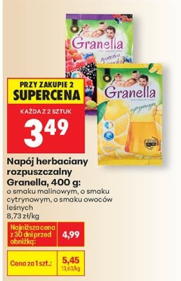 Napój herbaciany rozpuszczalny Granella, 400 g (smak malinowy, smak cytrynowy, smak owoców leśnych) promocja w Biedronka