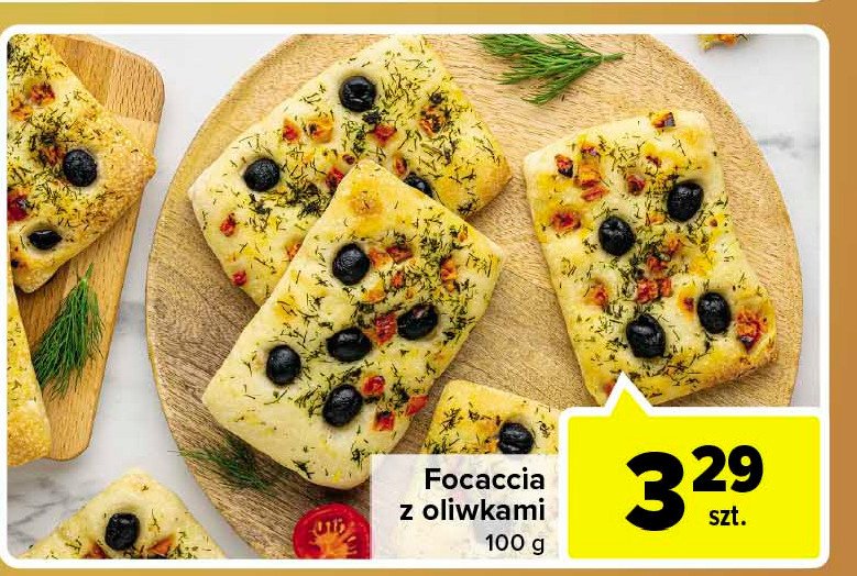 Focaccia z oliwkami promocja