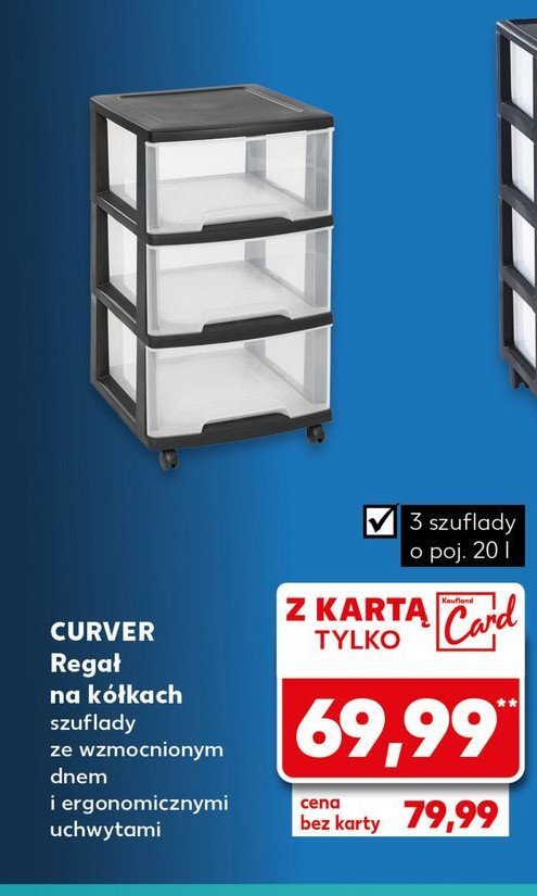 Regał drawer z szufladami 3 x 20 l Curver promocja