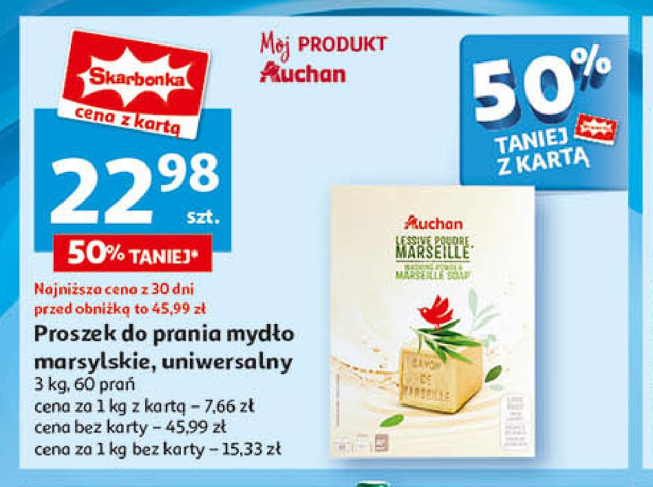 Proszek do prania z mydłem marsylskim Auchan promocja