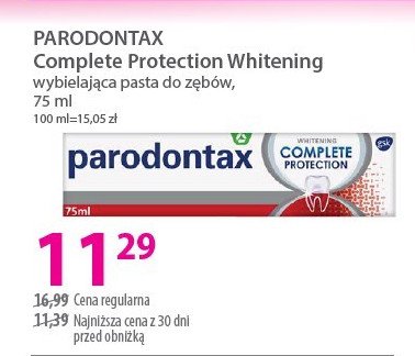 Pasta do zębów complete protection Parodontax whitening promocja w Hebe