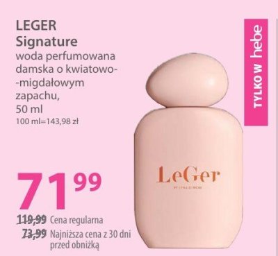 Perfumy LEGER Signature woda perfumowana damska o kwiatowo-migdałowym zapachu promocja w Hebe