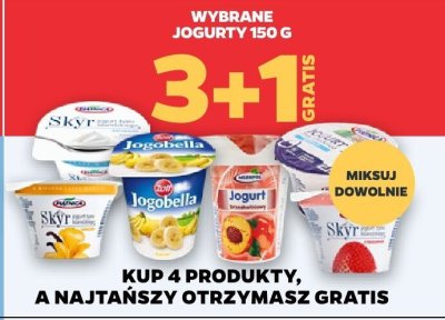 Jogurty 150 g 3+1 gratis promocja w Netto