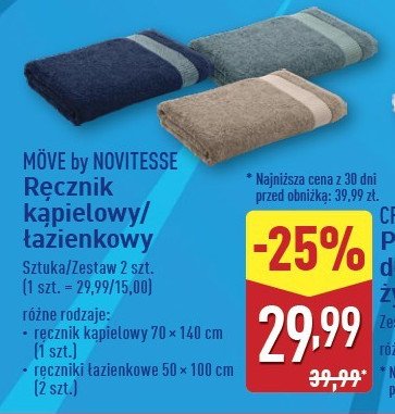 Ręcznik kąpielowy 70 x 140 cm Move by novitesse promocja w Aldi