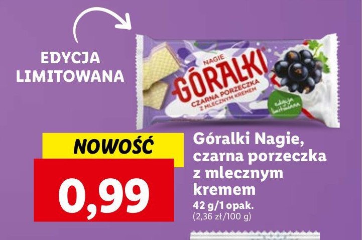 Wafelek czarna porzeczka z mlecznym kremem Góralki nagie promocja