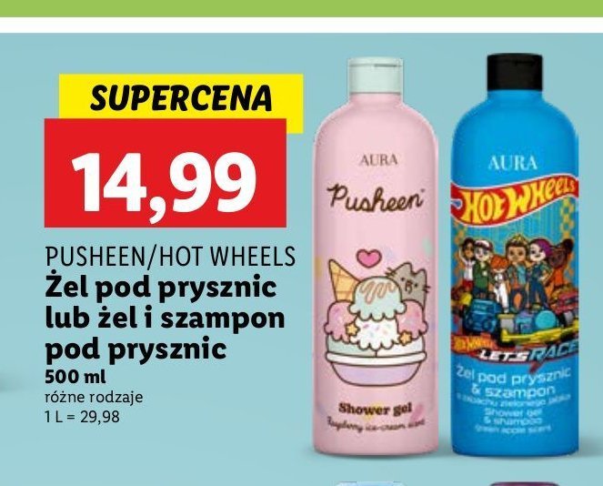 Żel pod prysznic pusheen AURA COSMETICS promocja w Lidl