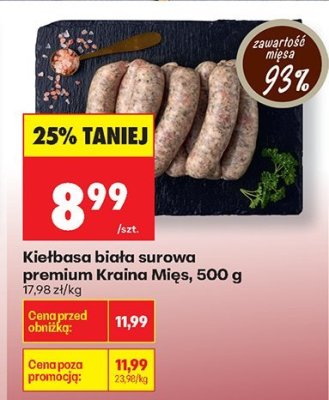 Kiełbasa biała surowa premium Kraina Mięs promocja w Biedronka