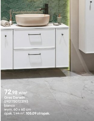 Płytki Gres Darwin bianco 60x60 cm promocja w Castorama