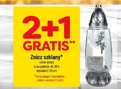 Znicz szklany różne wzory 2+1 gratis promocja w POLOmarket