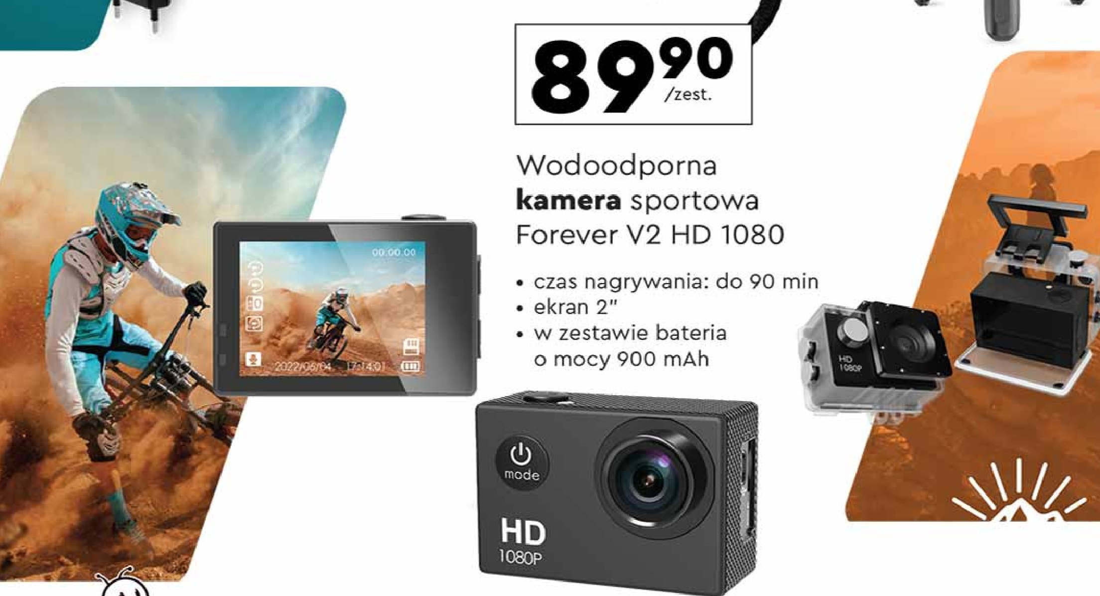 Kamera sportowa v2 hd 1080 Forever promocja