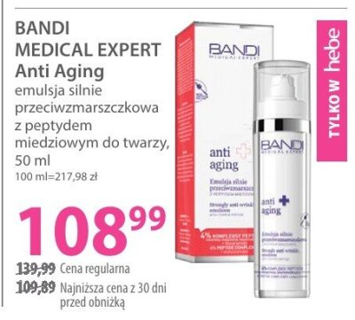 Emulsja BANDI MEDICAL EXPERT Anti Aging silnie przeciwzmarszczkowa z peptydem miedzowym do twarzy 50 ml promocja w Hebe