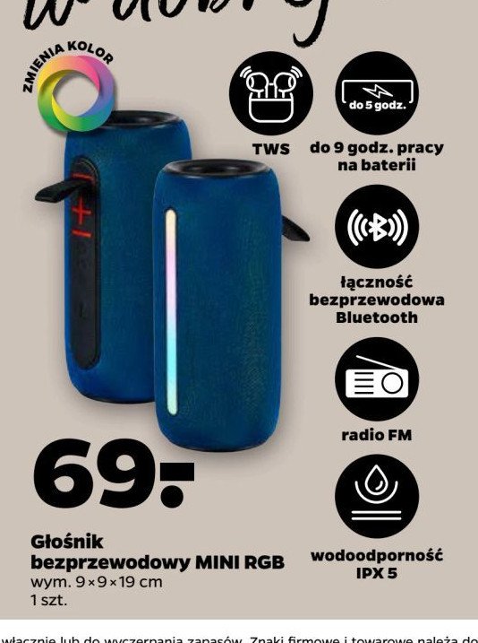 Głośnik mini rgb promocja w Netto