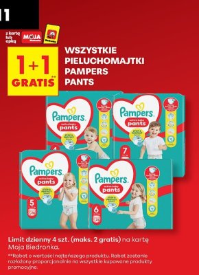 Wszystkie Pieluchomajtki Pampers Pants 1+1 gratis promocja w Biedronka