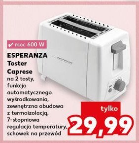 Toster 600 w Esperanza promocja w Kaufland