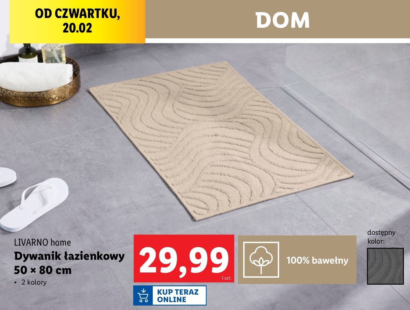 Dywanik łazienkowy 50 x 80 cm promocja w Lidl