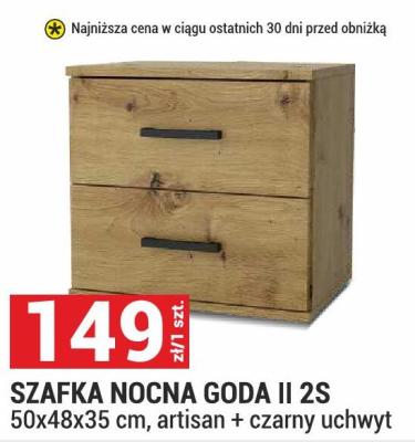 Szafka nocna GODA II 2S 50x48x35 cm, artisan + czarny uchwyt promocja w Merkury Market