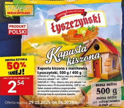 Kapusta kiszona z marchewką Łyszczyński promocja w Twój Market