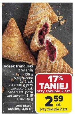 Rożek francuski z wiśnią promocja w Carrefour