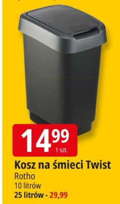 Kosz na śmieci Twist Rotho 10 litrów promocja w Leclerc