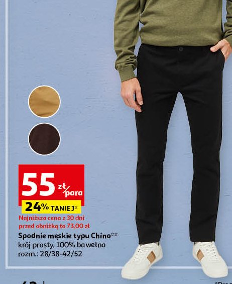 Spodnie męskie chinos Auchan inextenso promocja