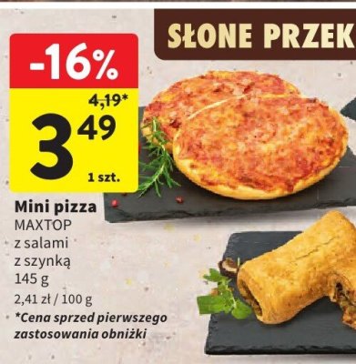 Mini pizza MAXTOP z salami z szynką promocja w Intermarche