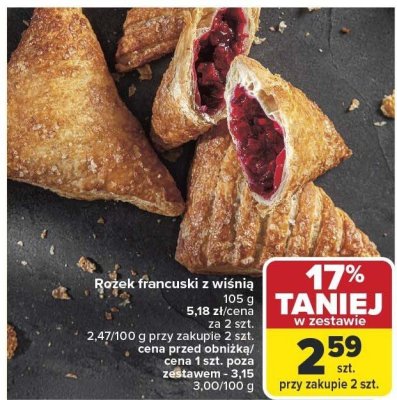 Rożek francuski z wiśnią promocja w Carrefour