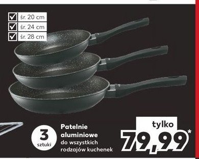 Zestaw patelni 20 cm + 24 cm + 28 cm promocja