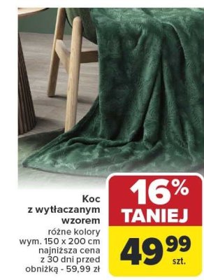 Koc z wytłaczanym wzorem 150x200 cm, różne kolory Carrefour promocja w Carrefour