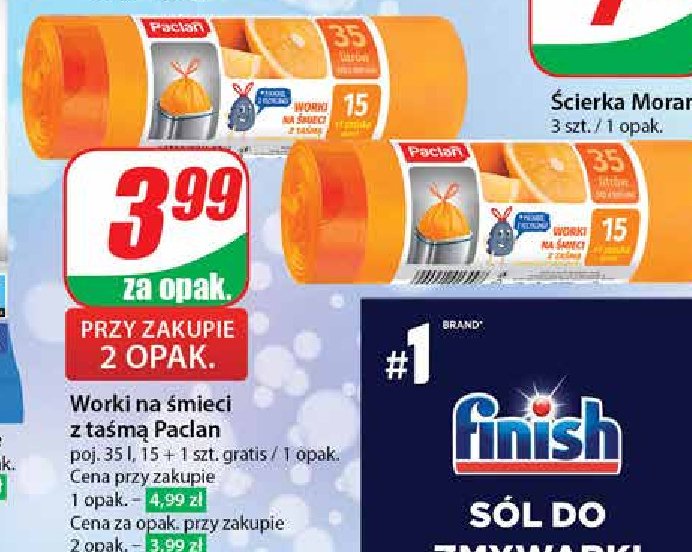 Worki na śmieci z taśmą 35 l pomarańczowe Paclan promocja