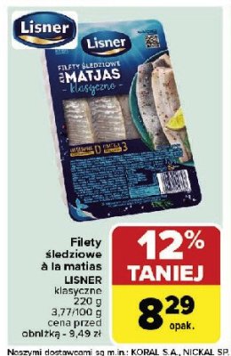 Filety 艣ledziowe a'la matjas w oleju Lisner promocja