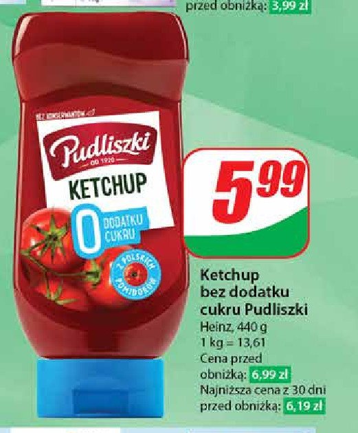 Ketchup 0% dodatku cukru Pudliszki promocja