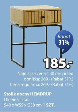 Stolik nocny HEMDRUP promocja w Jysk