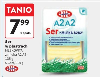 Ser w plastrach MLEKOVITA z mleka A2 A2 promocja w Intermarche