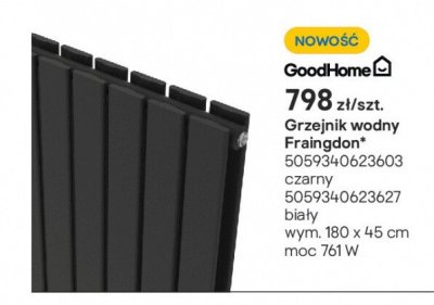 Grzejnik wodny Fraingdon czarny promocja w Castorama