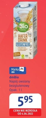 Napój owsiany bezglutenowy dmBio promocja w Drogerie DM