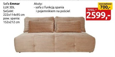 Sofa Emmar LUX 3DL promocja w Black Red White