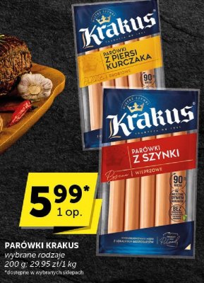 Parówki Krakus z szynki, z piersi kurczaka promocja w ABC